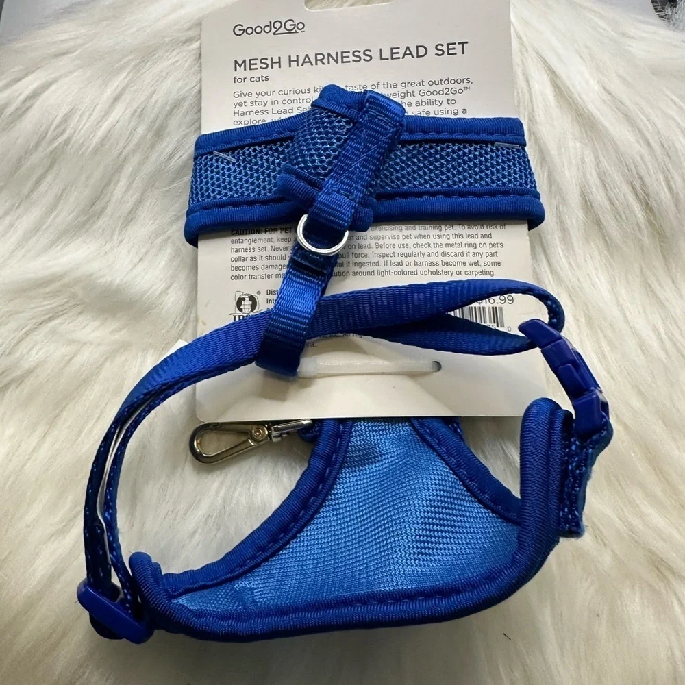 💜3/$15 Good2Go Vibrant Blue Mesh Cat Harness Set